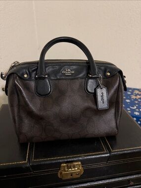 Coach Brown and Black Signature Dome Satchel